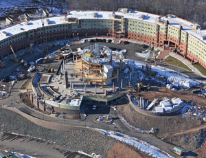 O&G Industries began construction on the $300 million, 250-acre residential complex at Quinnipiac&rsquo;s York Hill Campus in 2008.