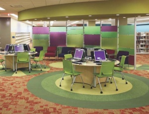 The new children�s library, one of the largest in the U.S., opened in December in the building�s lower level. The entire renovation used 27 paint colors and 20 carpets throughout.