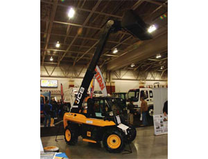 One brand new piece of equipment making its debut was JCB’s new 515-40 compact telehandler. The skid-steer-sized unit offers 13 ft of lift height, 3,300 lb of lifting capacity, and a side-entry cab door. It weighs about 7,500 lb. This was the 515-40’s first time at any show in North America.