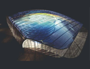 The second phase of LeMay Museum, the 198,000-sq-ft Pavilion, will be a glass-enclosed structure inspired by hood scoops and body panels of classic automobiles, housing several hundred automobiles, just a small percentage of the thousands that Harold LeMay had collected. The sustainable structure includes galleries, interactive exhibits, a theater, classrooms, restaurant, retail store and banquet space.
