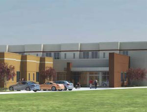 A rendering of the 17,000-sq-ft Rehabilitation Hospital of Mesquite, being built by M.J. Harris.