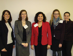 Pictured form left: Jennifer A. Klear, Esq. Media & Technology Attorney, Law Offices of Jennifer A. Klear, Alison Rivlin, Human Resource Specialist, Bedoya Buisness Strategies, Inc., Gina A. Bedoya, CPSM, President, Bedoya Business Strategies, Inc., Abigail M. Carlen, LEED AP, Associate, Perkins + Will Architects and Jennifer Friedberg, Media Relations Department, Port Authority of New York & New Jersey.