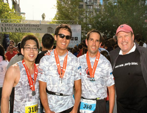 Some of the participants in Magellan Development Group's lakefront charity race in Chicago included, from left, John Chen, Steve Baskis, David Carlins and Bill Zwecker.