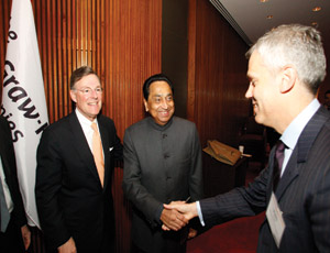 From left: McGraw-Hill CEO, Terry McGraw; Indian Minister, Kamal Nath; McGraw-Hill Construction President, Keith Fox. 