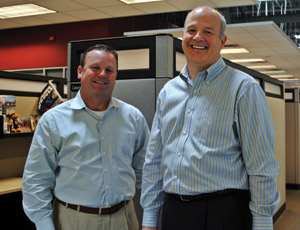 Doug Talley, left, and Paul Driscoll of Hill & Willkinson in the firm’s new Richardson location.