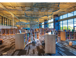 Wright Farms is the district’s largest library, with ample flex space, group-activity rooms, quiet-study areas and many well-placed reading nooks.