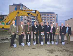 Officials from Silver Cross, NexCore and Mortenson Construction gather for the groundbreaking of the new Silver Cross Medical Services Building in New Lenox, Ill.