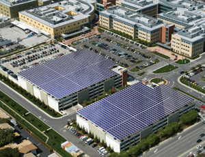 Super Solar Santa Clara Project: Santa Clara Medical Center Kaiser Permanente contracted Recurrent Energy to design and build a 1-MW elevated solar installation atop two existing parking garages.