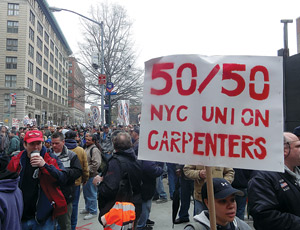 Rally for solidarity Members of the United Brotherhood of Carpenters gathered to protest proposed changes to wages and mobility rules.