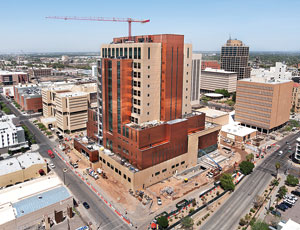 Wrapping Up Crews finish the exterior skin of the 14-story, $263-million Maricopa County Court Tower, which AECOM co-designed.