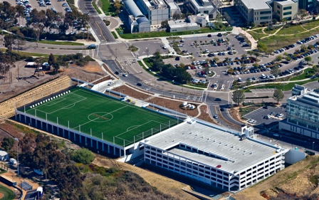 field soccer ucsd parking rooftop structure roof complements synthetic diego san sports airdrain grass construction enr deck courtesy hospital uc