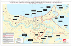 Corps of Engineers Conceptual Design map lays out the configuration of the 100-year Protection System.