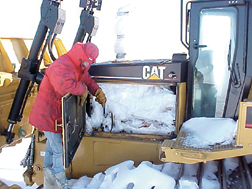 A Cat D8 wintered over at the foot of the Leverett Glacier, 640 miles out, between Years 3 and 4. It took digging out.