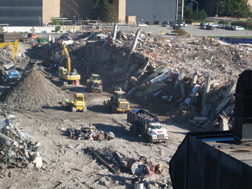 Building implosions were a critical part of demo process.