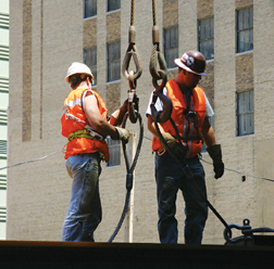Smart riggers use edge protectors, or load &ldquo;softeners,&rdquo; to keep slings protected (above)