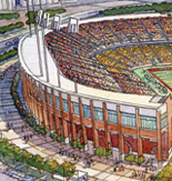 4D modeling (center) is key to taking $288-million Minneapolis stadium from rendering to reality.