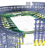 4D modeling (center) is key to taking $288-million Minneapolis stadium from rendering to reality.