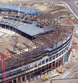 4D modeling (center) is key to taking $288-million Minneapolis stadium from rendering to reality.