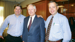 Mortenson with sons Mark (left) and David, the latter set to inherit firm’s leadership mantle