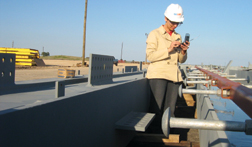 Razavi, on site in Texas, is working to optimize the materials-tracking data system.