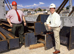 UNLV’s Shields (left) and contractor Korte revived construction program.