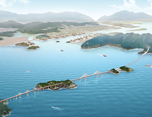 Korea&rsquo;s 8.2-km-long sea link will connect the mainland to Geoje Island through three islets.