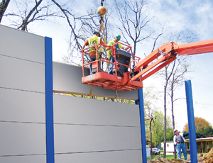 Innovative materials and methods, like polymer-core sound walls (above) and contour crafi ng (below), are emerging.