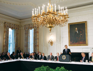 President Obama calls on governors to promote transparency when bidding work funded by the stimulus program.