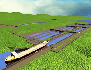 A computer illustration of the proposed locks for the Panama Canal third lane expansion project.