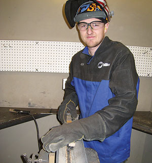 Military veteran Alex Durko learns welding skills in union pre-apprentice program that aims to fill projected workforce needs.