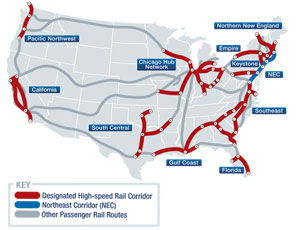 High-Speed-Rail Corridors Competing For $8 Billion of Federal Stimulus Money