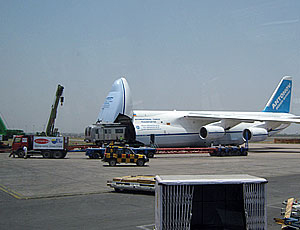 Delhi Metro rail cars are delivered by Russian Antonov cargo plane earlier this year.