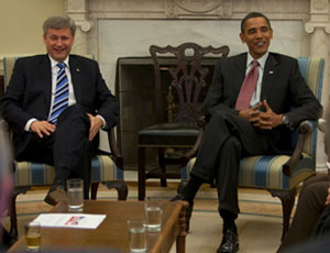Obama and Canada's Harper say issue is minor in overall bilateral trade picture.