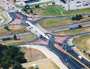 Springfield, Mo., diverging diamond design moves left-turning traffic more easily.