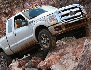 An optional, electronic-locking rear differential helps the 2011 Ford Super Duty get out of tight spots.