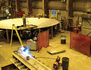 Oregon Iron Works crew, working on a wave-power prototype, hopes to build bigger generators.