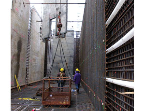 Project floating along On-site work is under way for new pontoon construction (this image), which is part of the expanded Washington state corridor (below) connecting Seattle to points east.