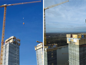Pair of Cranes on the Job: High Hook Heights