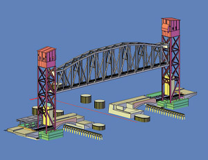 Old bascule bridge was subjected to repeated barge collisions.