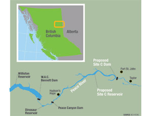 The third impoundment on northeastern British Columbia’s Peace River would provide 900 MW of electricity, but cause a significant loss of habitat, opponents claim.