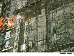  Firefighters exited fatal 2007 building blaze using scaffolding when access by interior stairwells was blocked. 